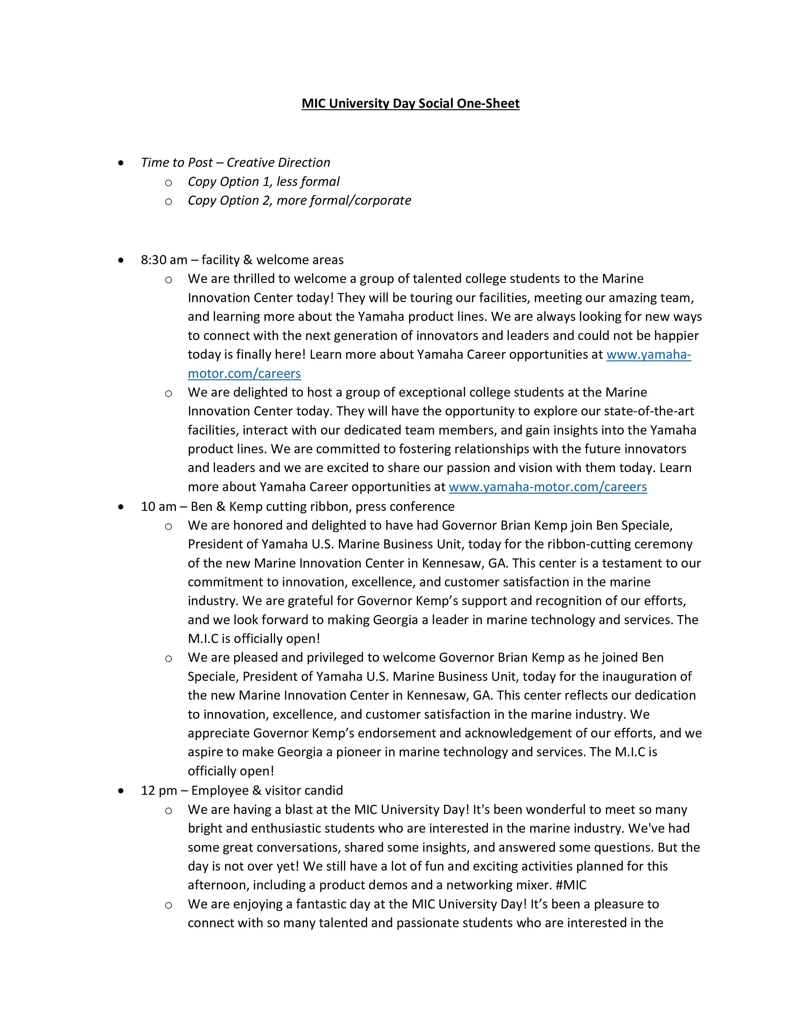 Textes des posts LinkedIn pour la journée universitaire Yamaha. Page 1 sur 3