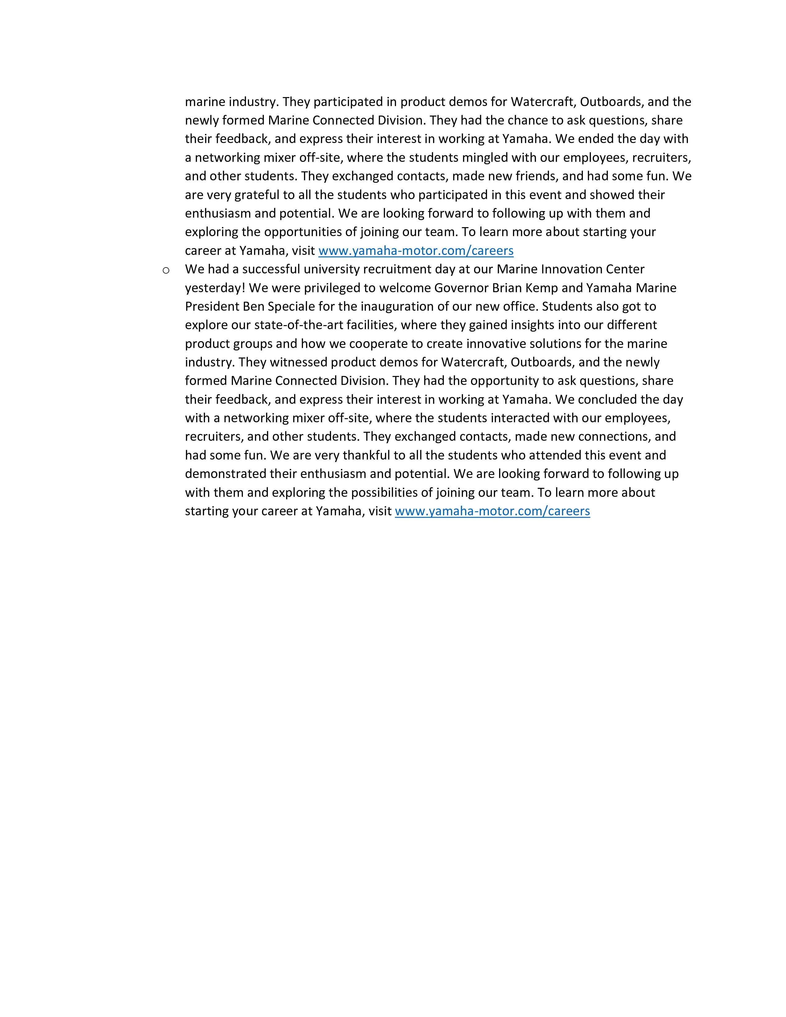 Textes des posts LinkedIn pour la journée universitaire Yamaha. Page 2 sur 3