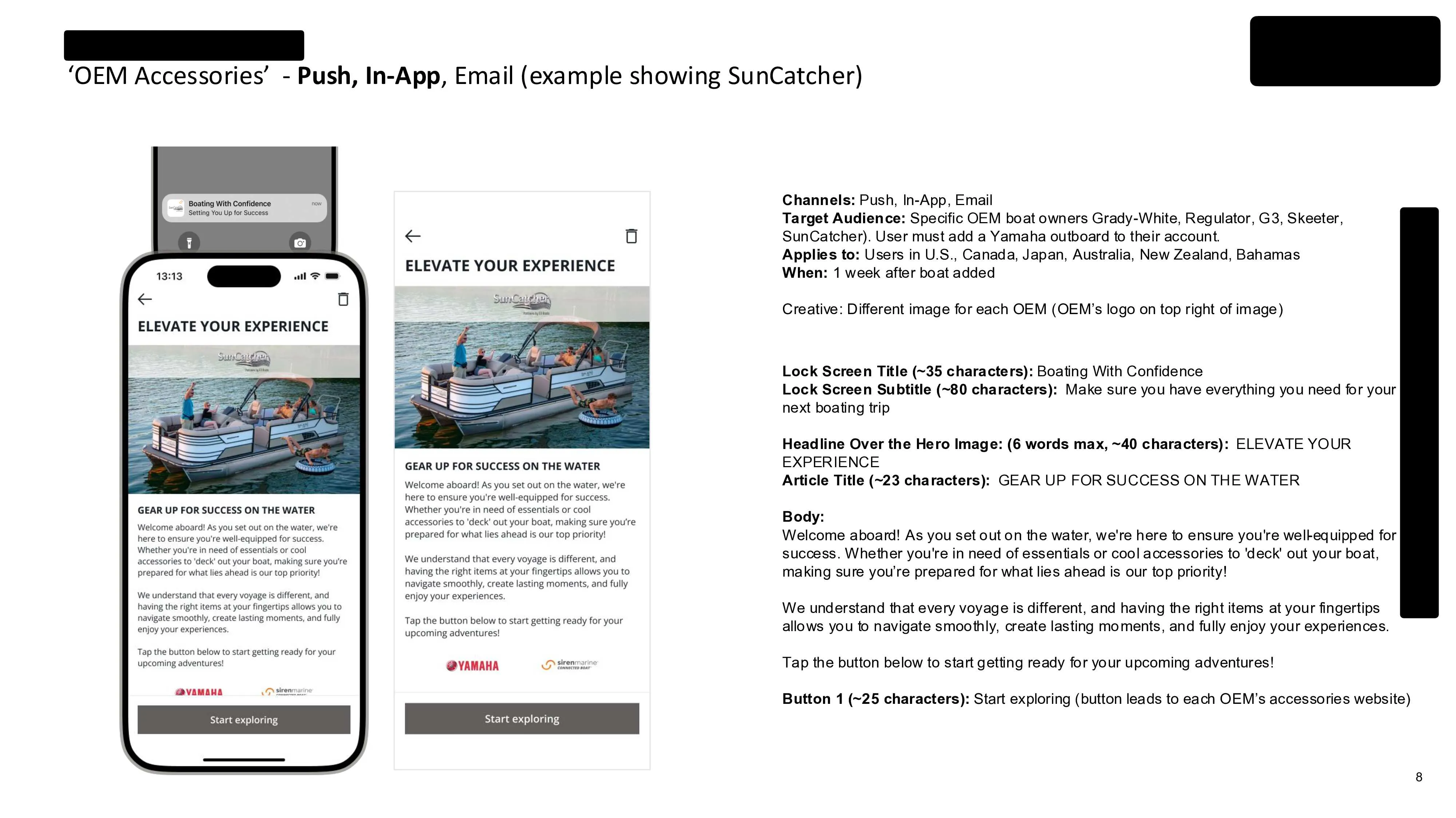 Folie aus dem Customer-Journey- und Nachrichtenplan der Siren-App. Seite 7 von 7
